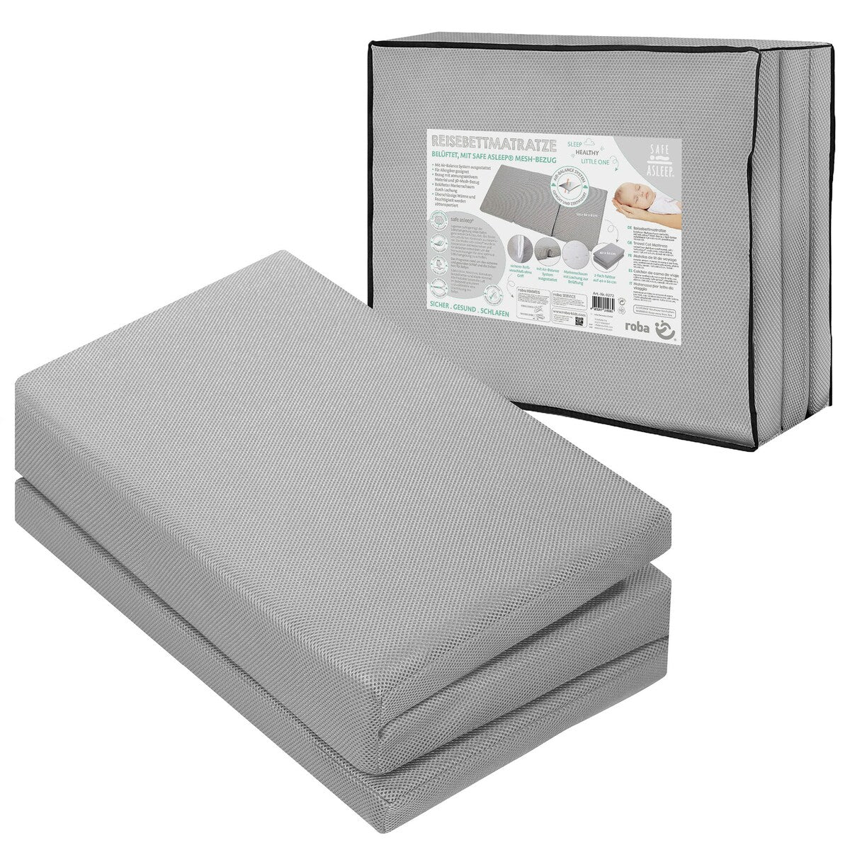 Reisesengmadrass Air 60x120 cm safe asleep® montert i reiseseng