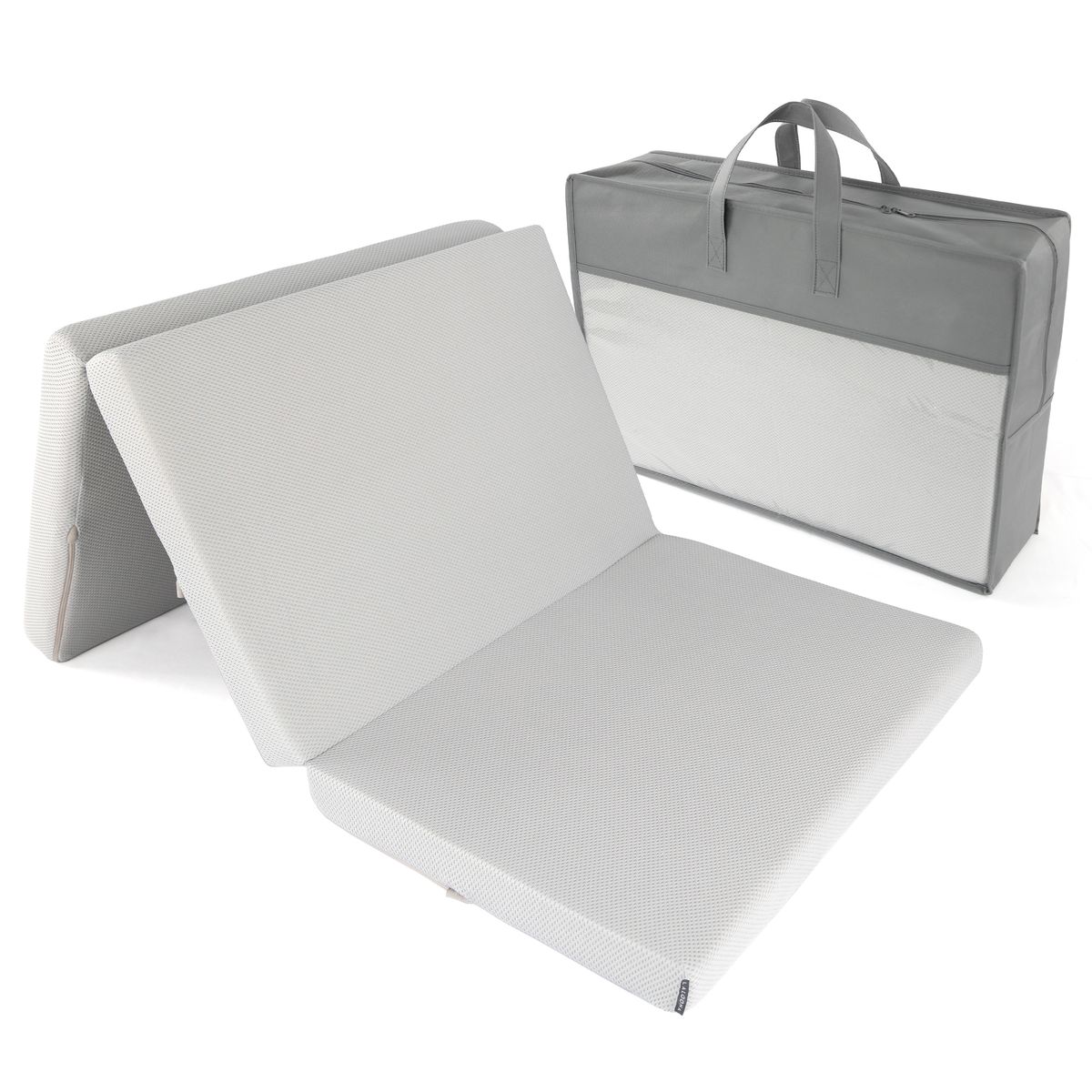 Reisesengmadrass sammenleggbar 60 x 120 cm, grå - LaLoona for reiseseng
