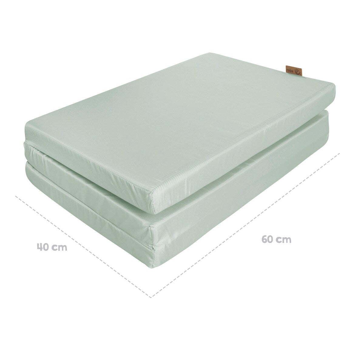 Reisesengmadrass Style Frosty Green 120x60 cm på gulvet som lekeunderlag