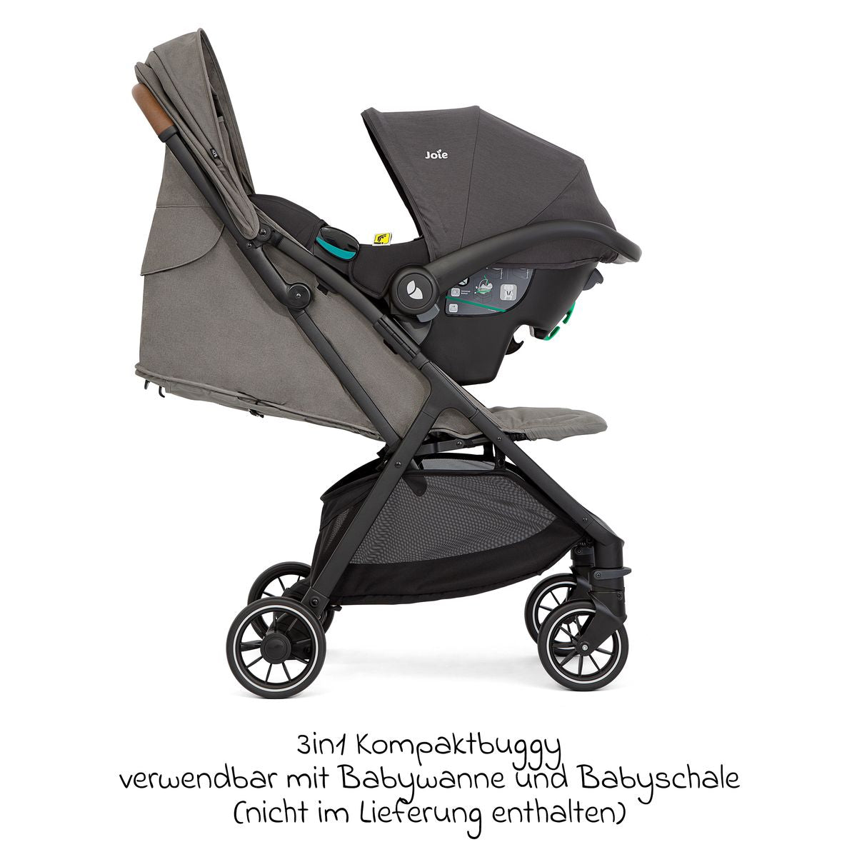 Reisetrille Pact Pro 6,3 kg med liggeposisjon Pebble nærbilde av bremse
