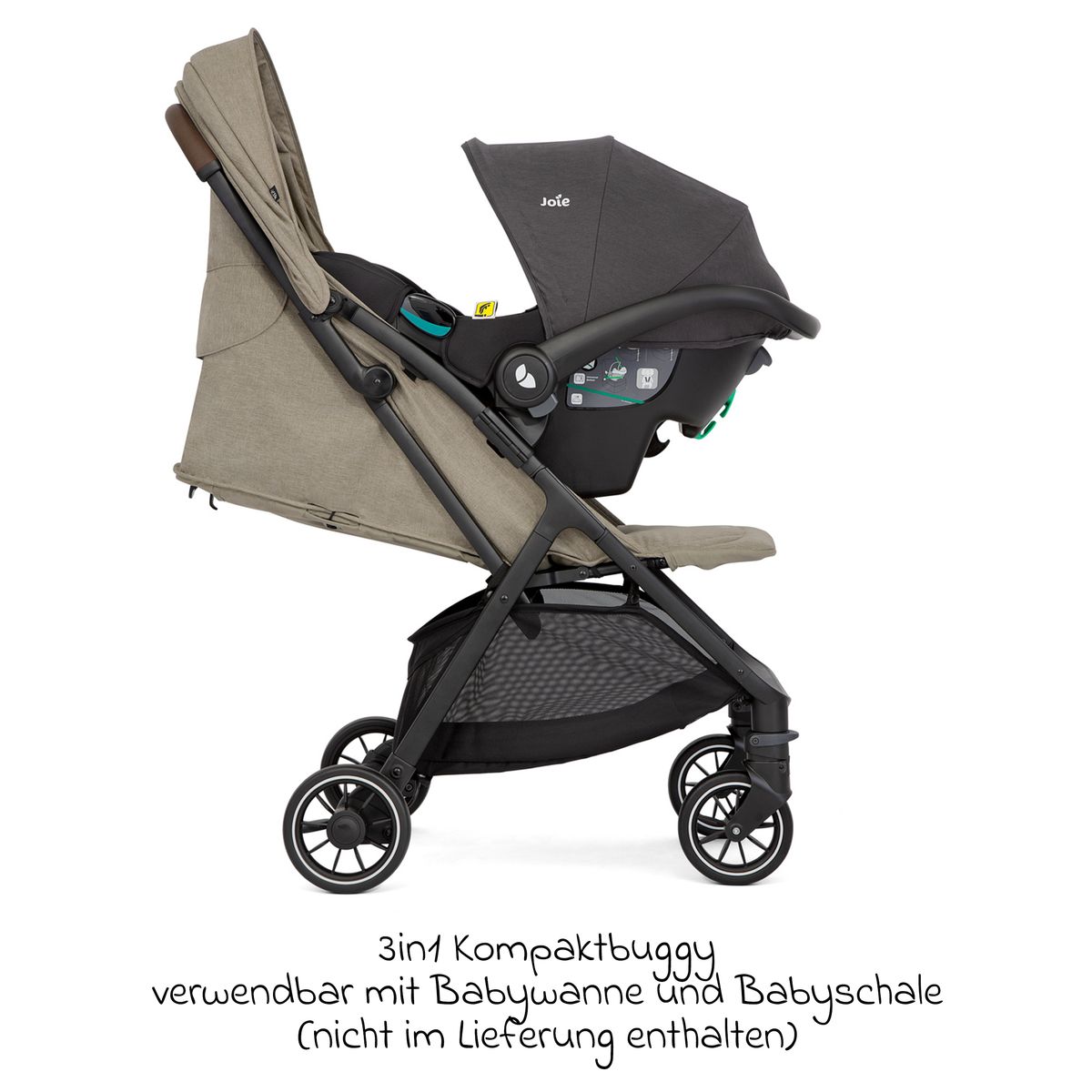 Nærbilde av sete på Reisetrille Pact Pro 6,3 kg med liggeposisjon Oak