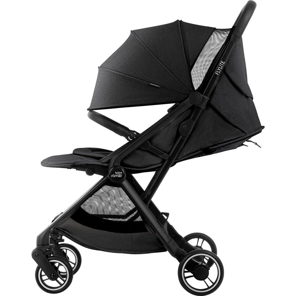 Reisevogn Flylite med enhåndssammenlegging Carbon Black sammenlagt