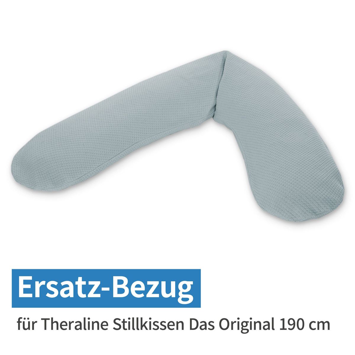 Reservetrekk til ammepute finstrikk 190 cm tåkeblå Theraline forfra