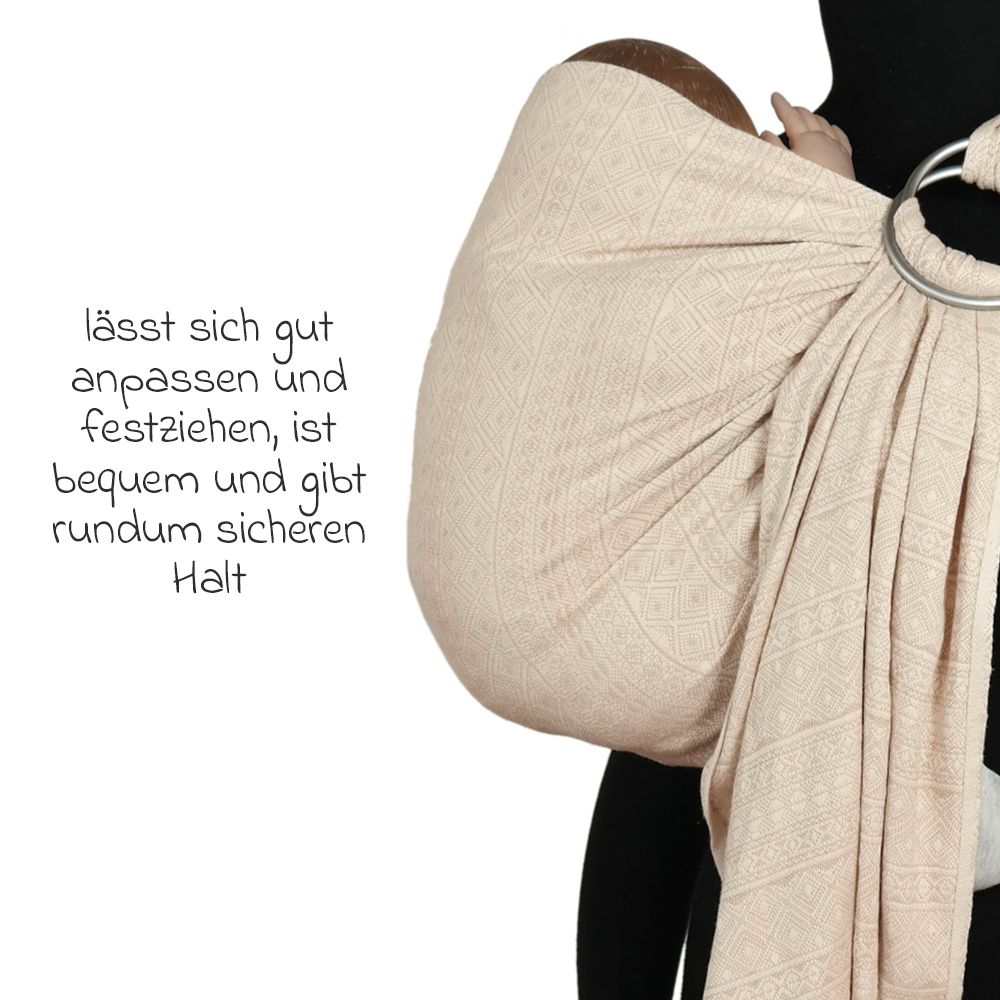 Ringsling DidySling 3,5-20 kg økologisk bomull natur pakket til tur