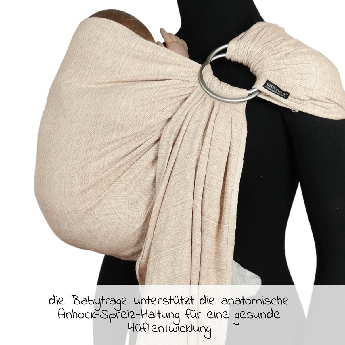 Ringsling DidySling 3,5-20 kg økologisk bomull natur sammenfoldet