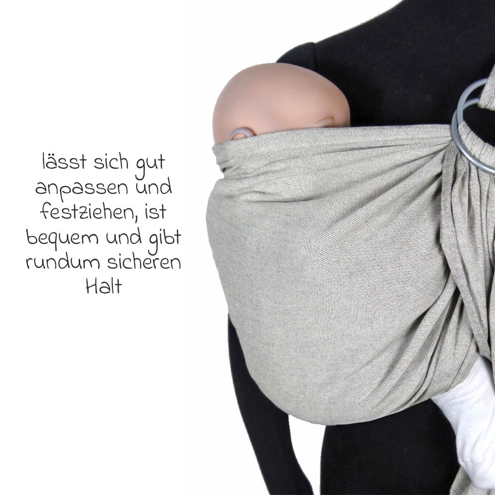 Ringsling DidySling 3,5-20 kg økologisk bomull sølv med hodepute