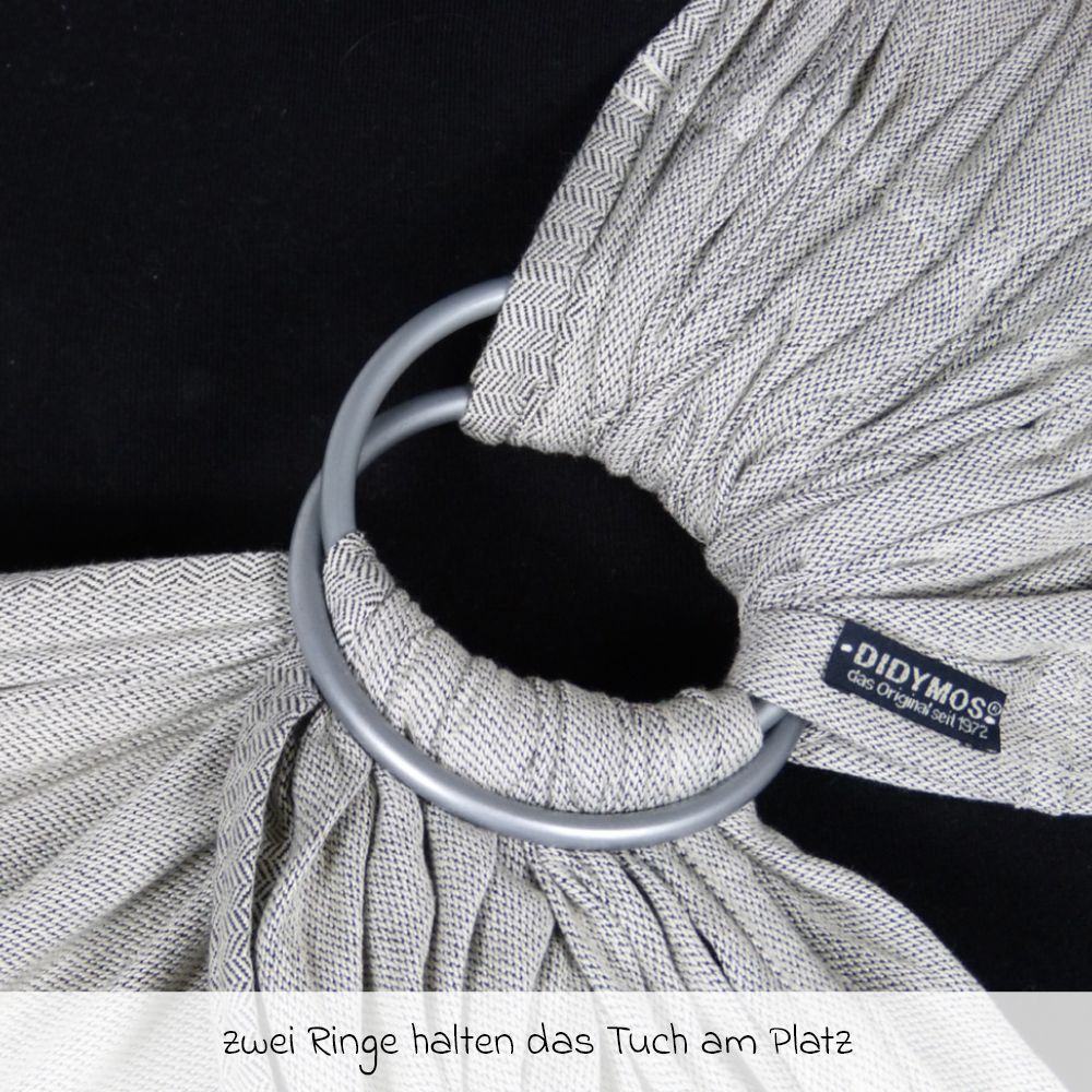 Ringsling DidySling 3,5-20 kg økologisk bomull sølv pakket sammen