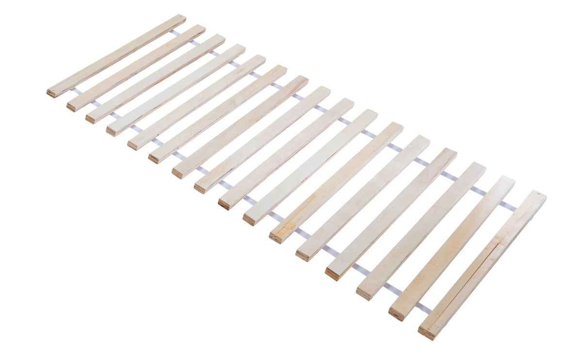 Rullbar lamellbunn 70 x 140 cm i naturtre forfra