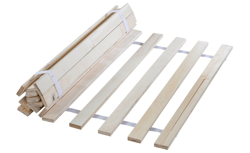 Rullbar lamellbunn 70 x 140 cm i naturtre bakside