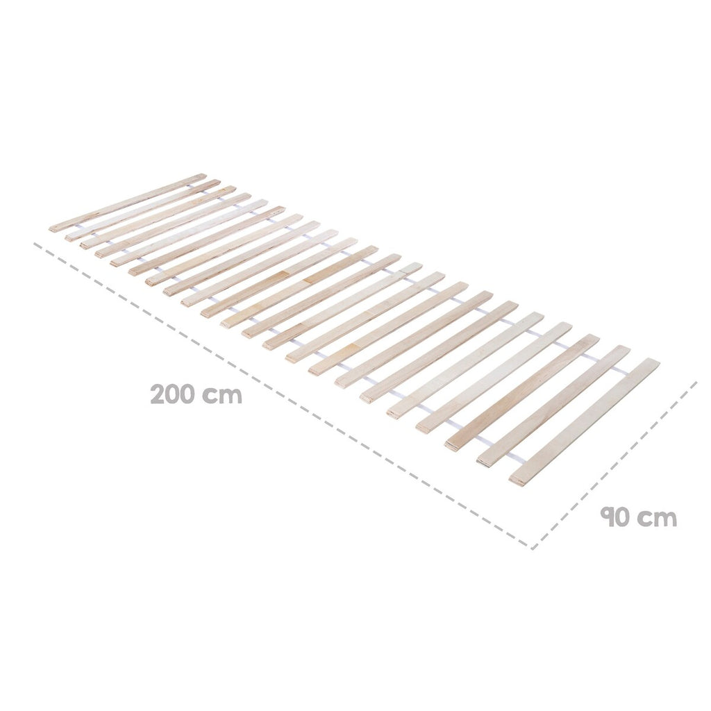 Montert rullbar lamellbunn 90 x 200 cm i naturtre fra roba