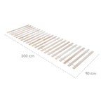 Montert rullbar lamellbunn 90 x 200 cm i naturtre fra roba