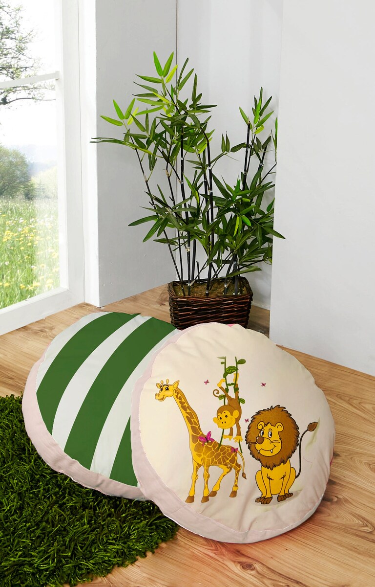 Runde pynteputer 2-pk bomull Ø40 cm 6-12 år bakside