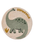 Rundt barneteppe MINISAURUS dinosaurmotiv forfra