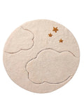 Rundt barneteppe skymotiv 100 cm bomull beige forside