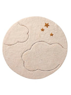Rundt barneteppe skymotiv 100 cm bomull beige forside