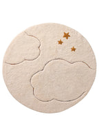 Rundt barneteppe skymotiv 100 cm bomull beige bakside