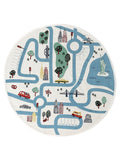 Rundt leketeppe CITY LIFE med gatmotiv forfra