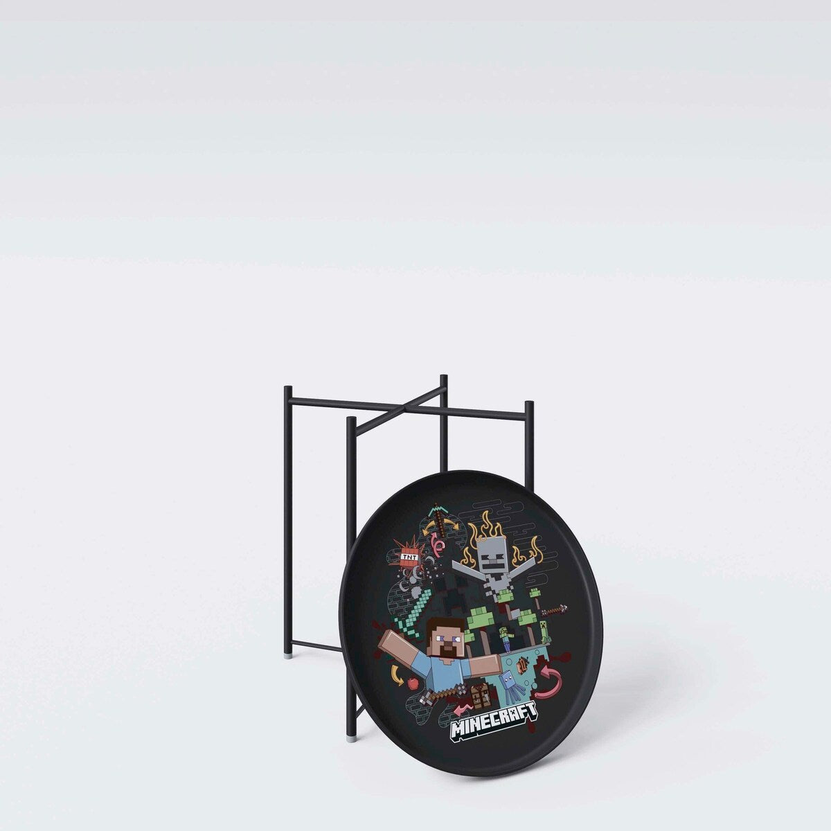 Rundt sidebord med avtagbart brett Minecraft-design bakside