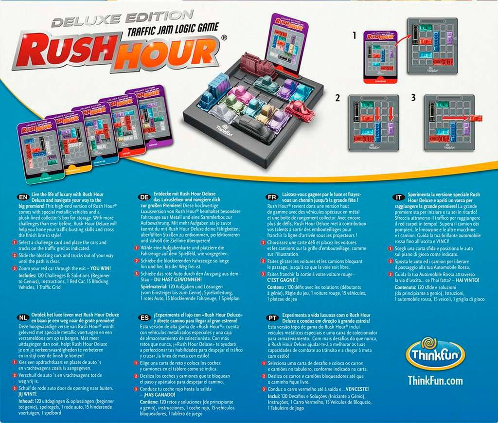 Rush Hour® Deluxe logikkspill bakside med oppgavekort
