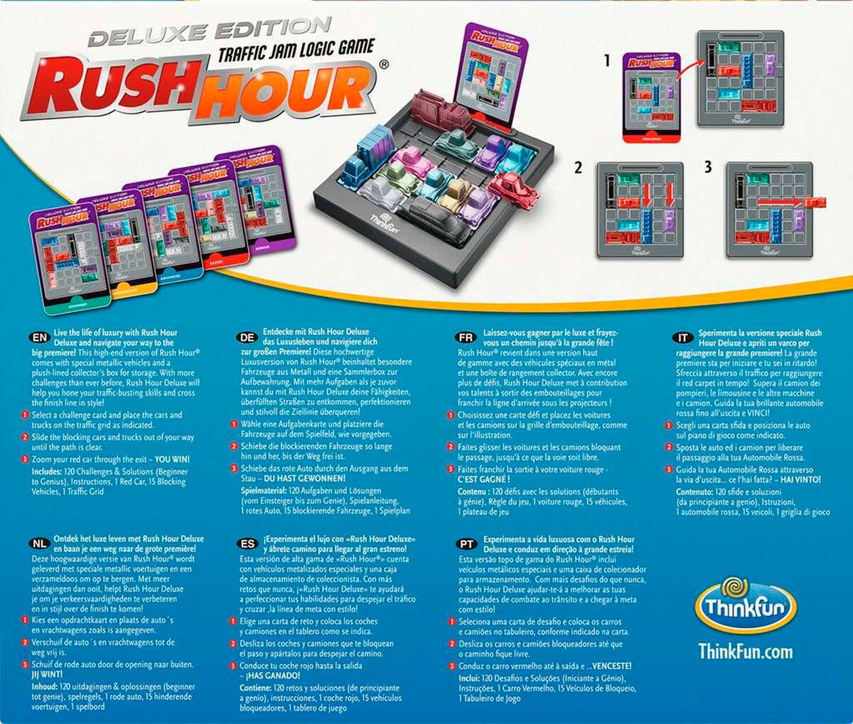Rush Hour® Deluxe logikkspill bakside med oppgavekort