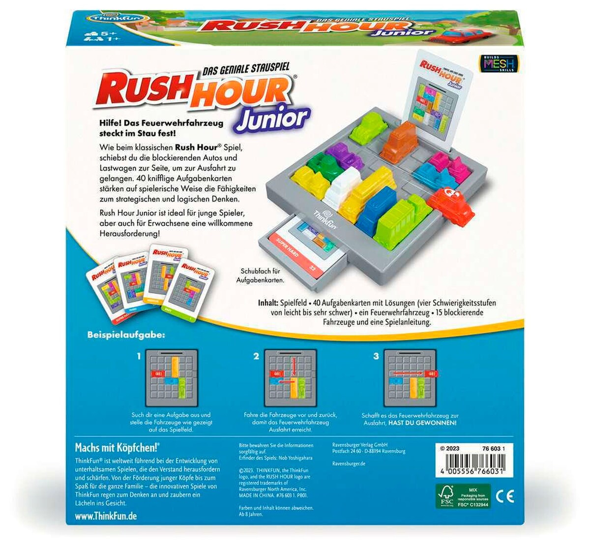 Rush Hour® Junior logikkspill bakside med oppgavekort
