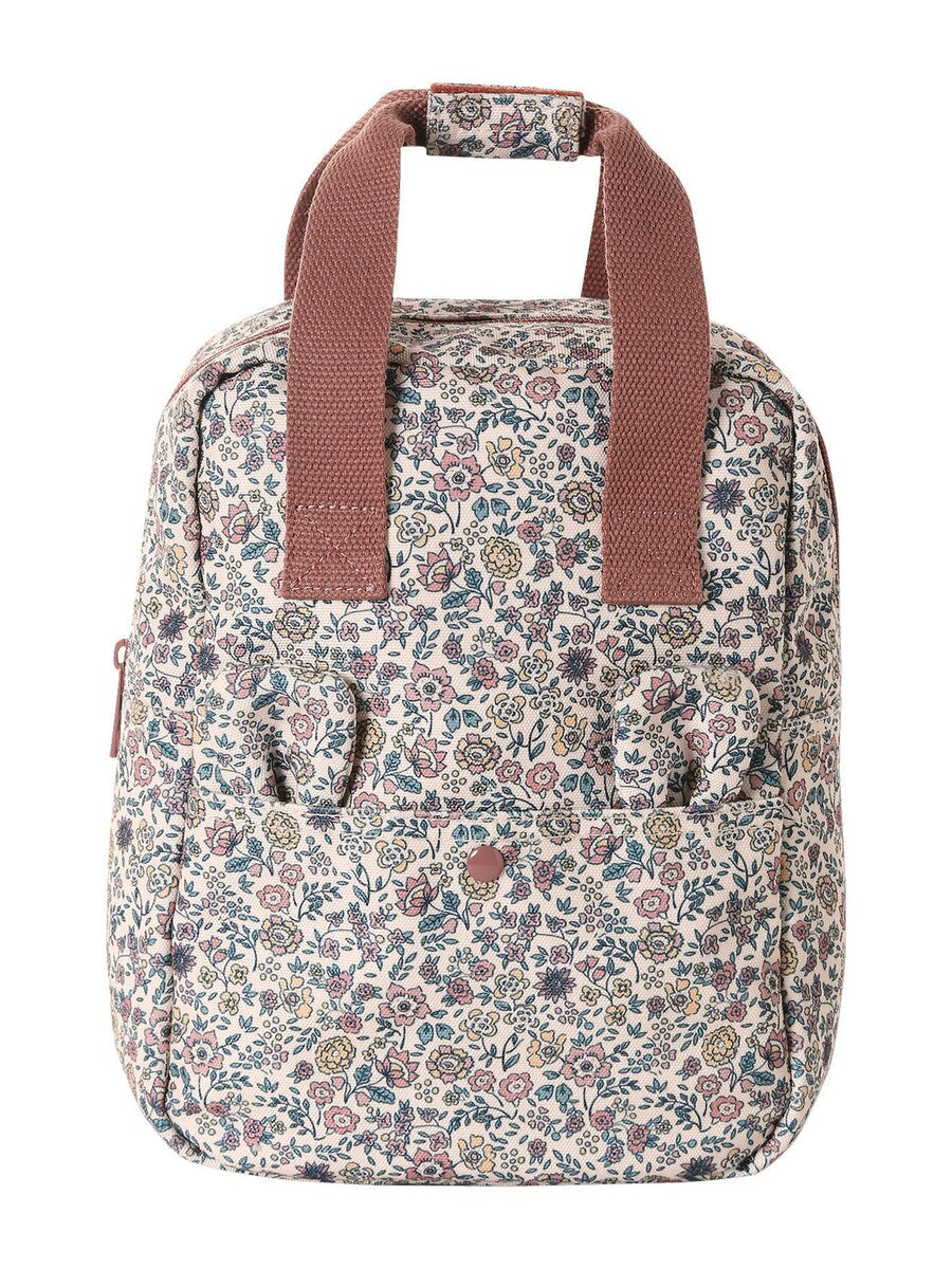 Ryggsekk med blomster for barnehage og skole 20x27 cm bakside