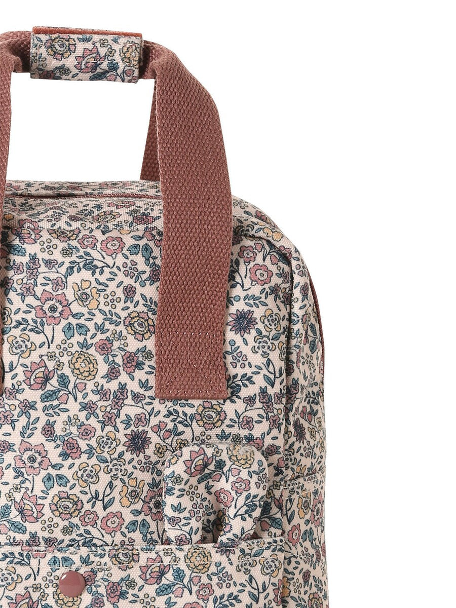 Nærbilde av 3D-ører på Ryggsekk med blomster for barnehage og skole 20x27 cm