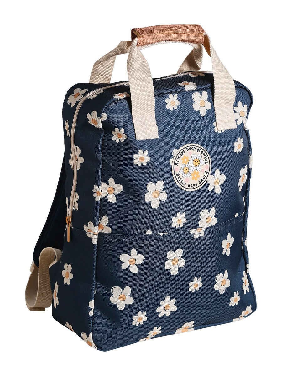 Ryggsekk for jenter med blomstermotiv 35x27 cm forfra