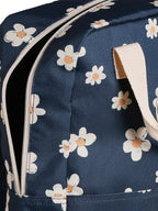 Romslig frontlomme på Ryggsekk for jenter med blomstermotiv 35x27 cm