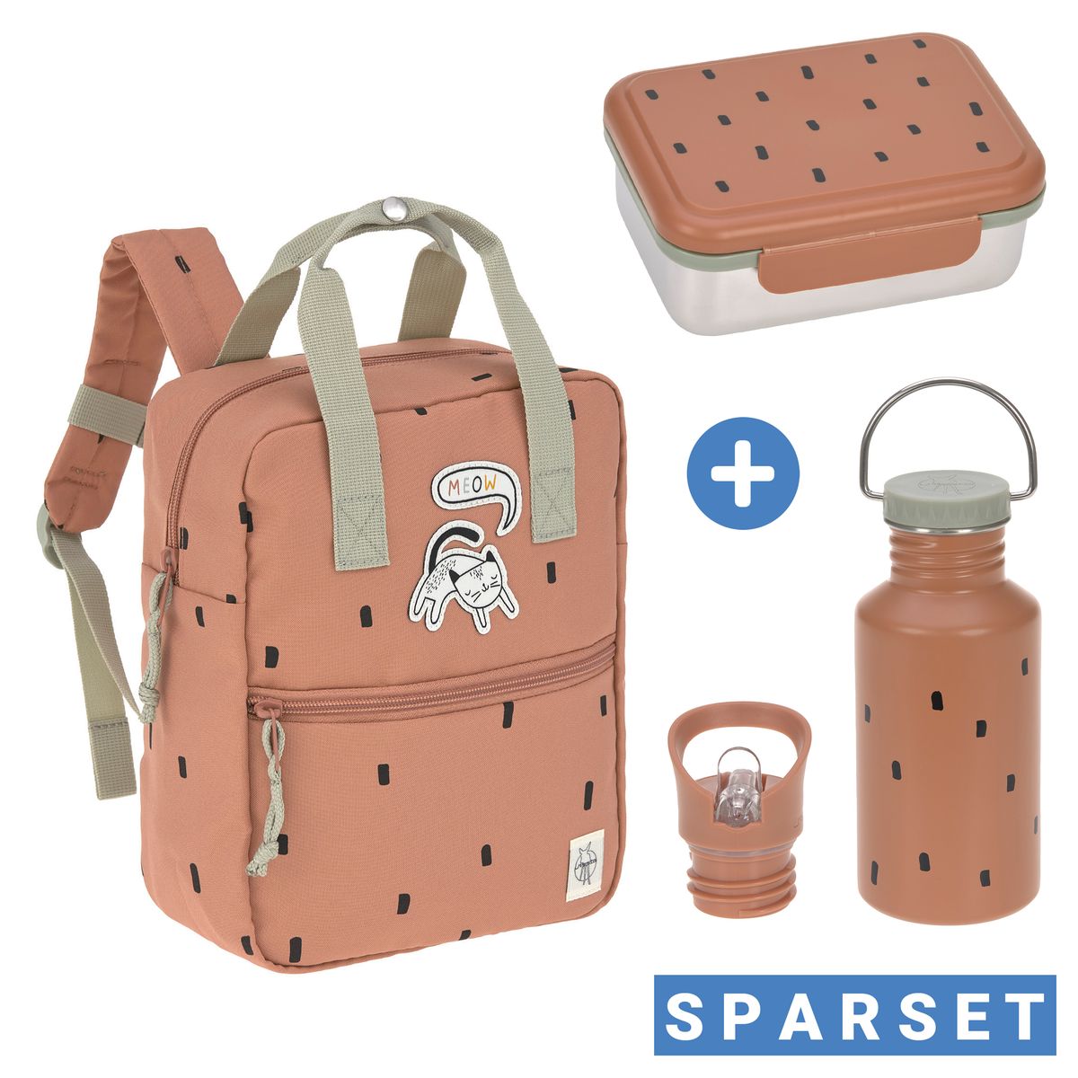 Ryggsekk Mini Square Little Gang i lilla vist bakside