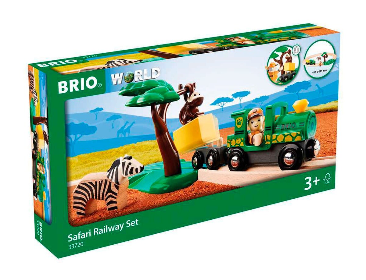 Safari togsett med skinner og dyr 17 deler - BRIO World bakside