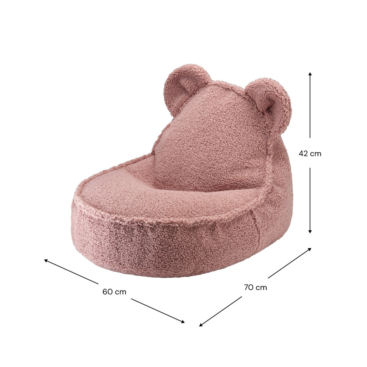 Sakkosekk bamse i teddystoff 60x70x42 cm fra 3 år - wigiwama