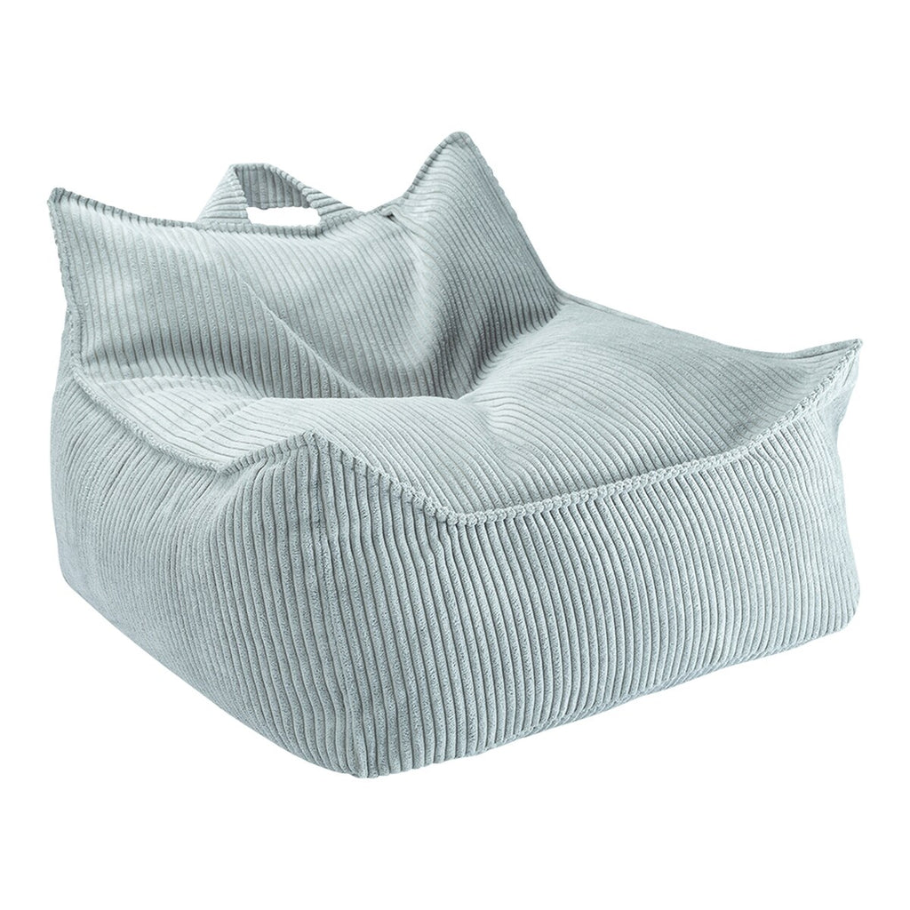 Sakkosekk i kordfløyel resirkulert polyester 70x80x50 cm wigiwama forfra
