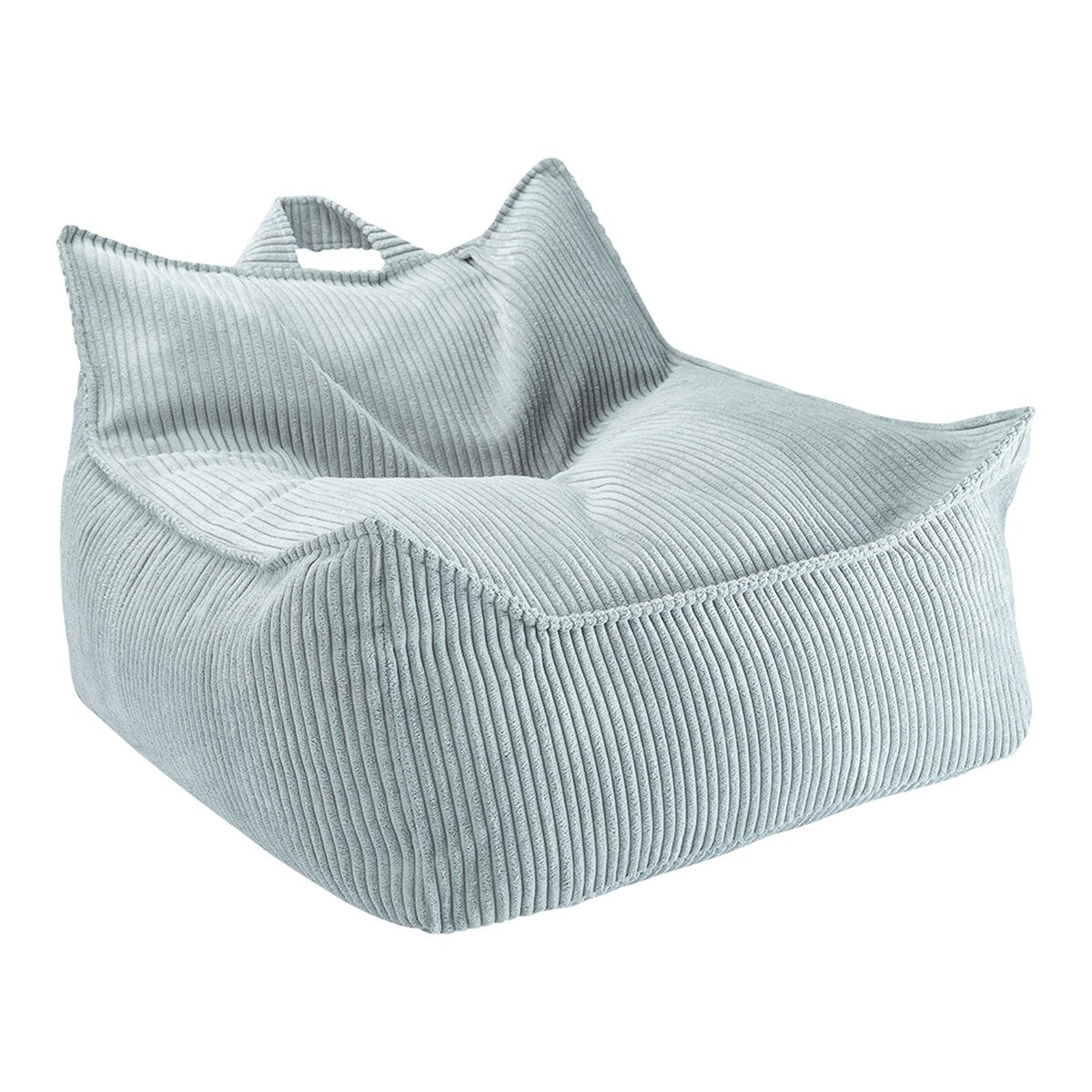 Sakkosekk i kordfløyel resirkulert polyester 70x80x50 cm wigiwama forfra