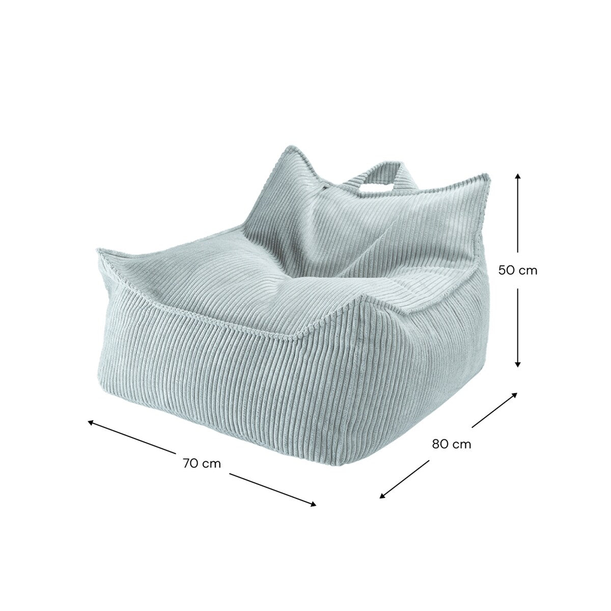 Sakkosekk i kordfløyel resirkulert polyester 70x80x50 cm wigiwama bakside