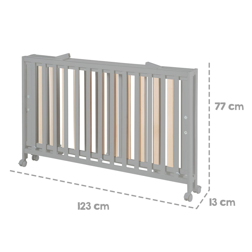 Sammenleggbar barneseng med justerbar bunn 60 x 120 cm, taupe sammenlagt