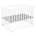 Sammenleggbar lekegrind 74x100 cm med hjul i tre forfra