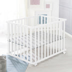 Sammenleggbar lekegrind 74x100 cm med hjul i tre bakside