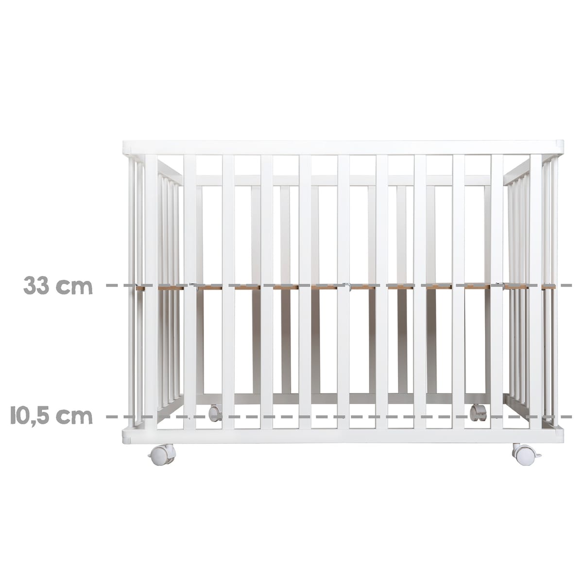 Sammenleggbar lekegrind 74x100 cm med hjul i tre med barn