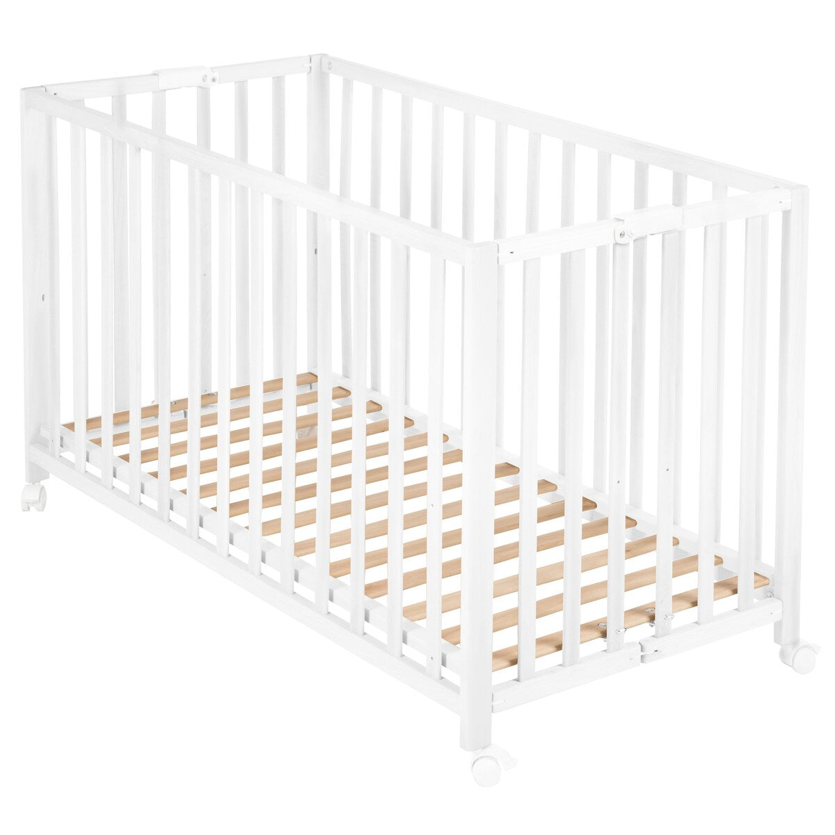 Sammenleggbar sprinkelseng Fold Up 60x120 cm med hjul forfra