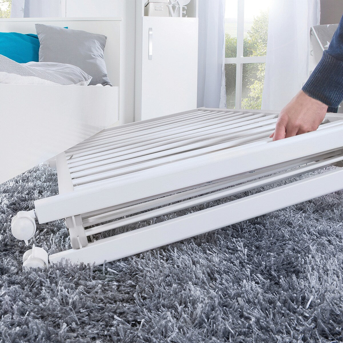 Sammenleggbar sprinkelseng Fold Up 60x120 cm med hjul hjul med brems