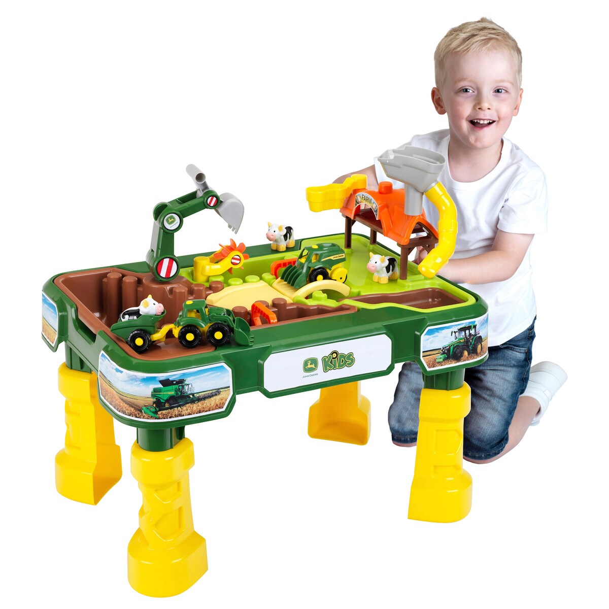 Sand- og vannlekebord 2-i-1 John Deere Farm bakside
