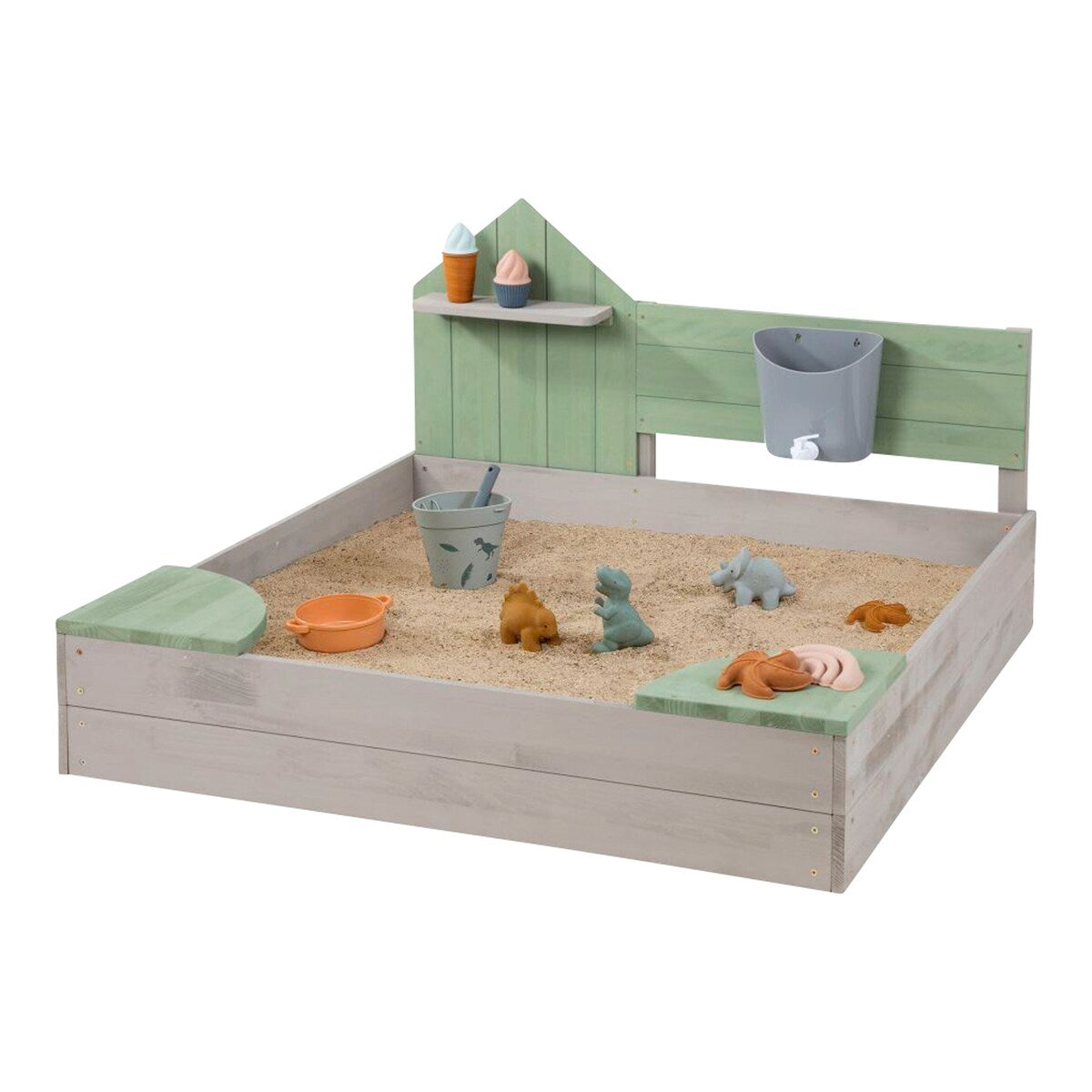 Sandkasse Cozy House i sypresstre 100x100x60 cm forfra