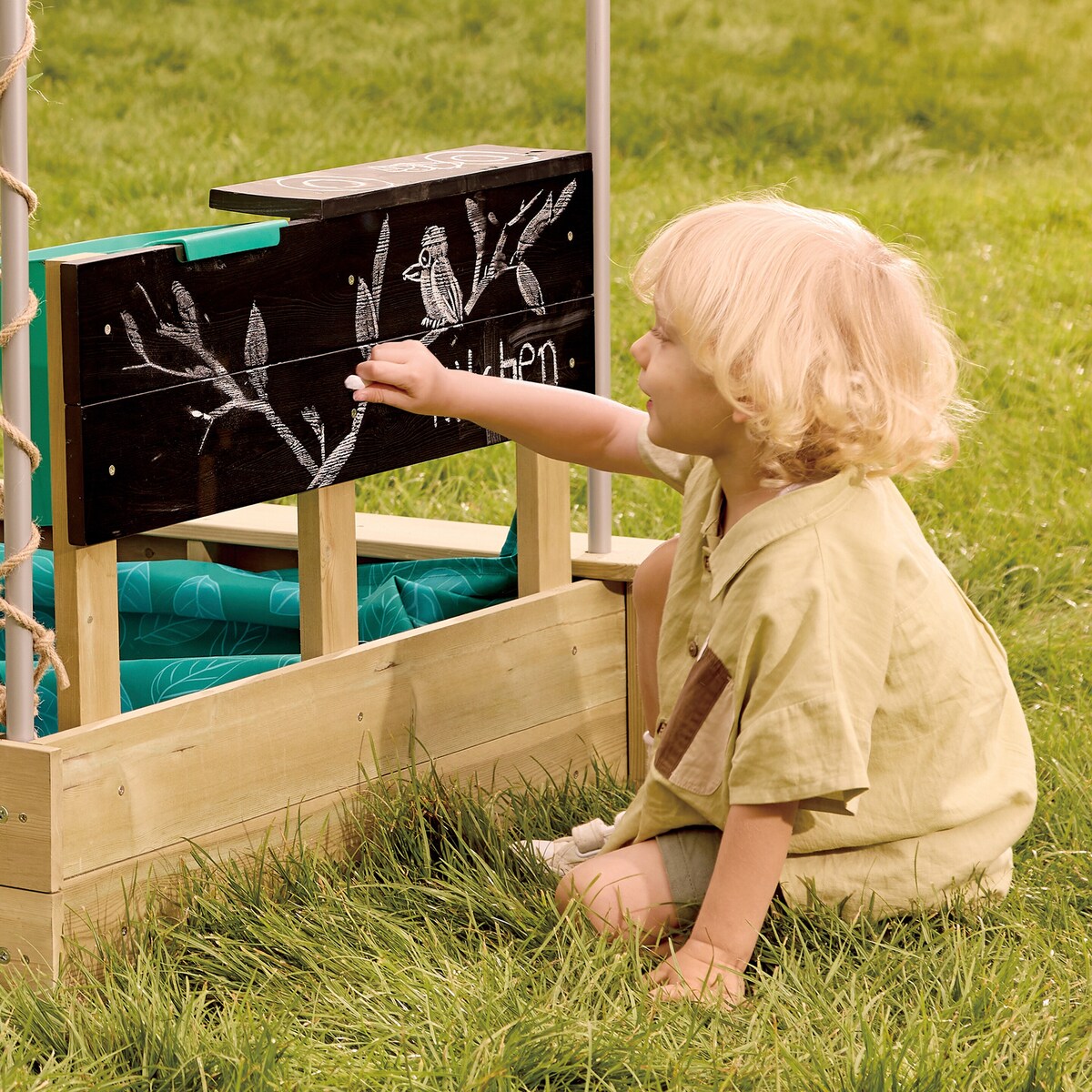 Sandkassesett All-in-One med nettingvegg og blomsterpotter