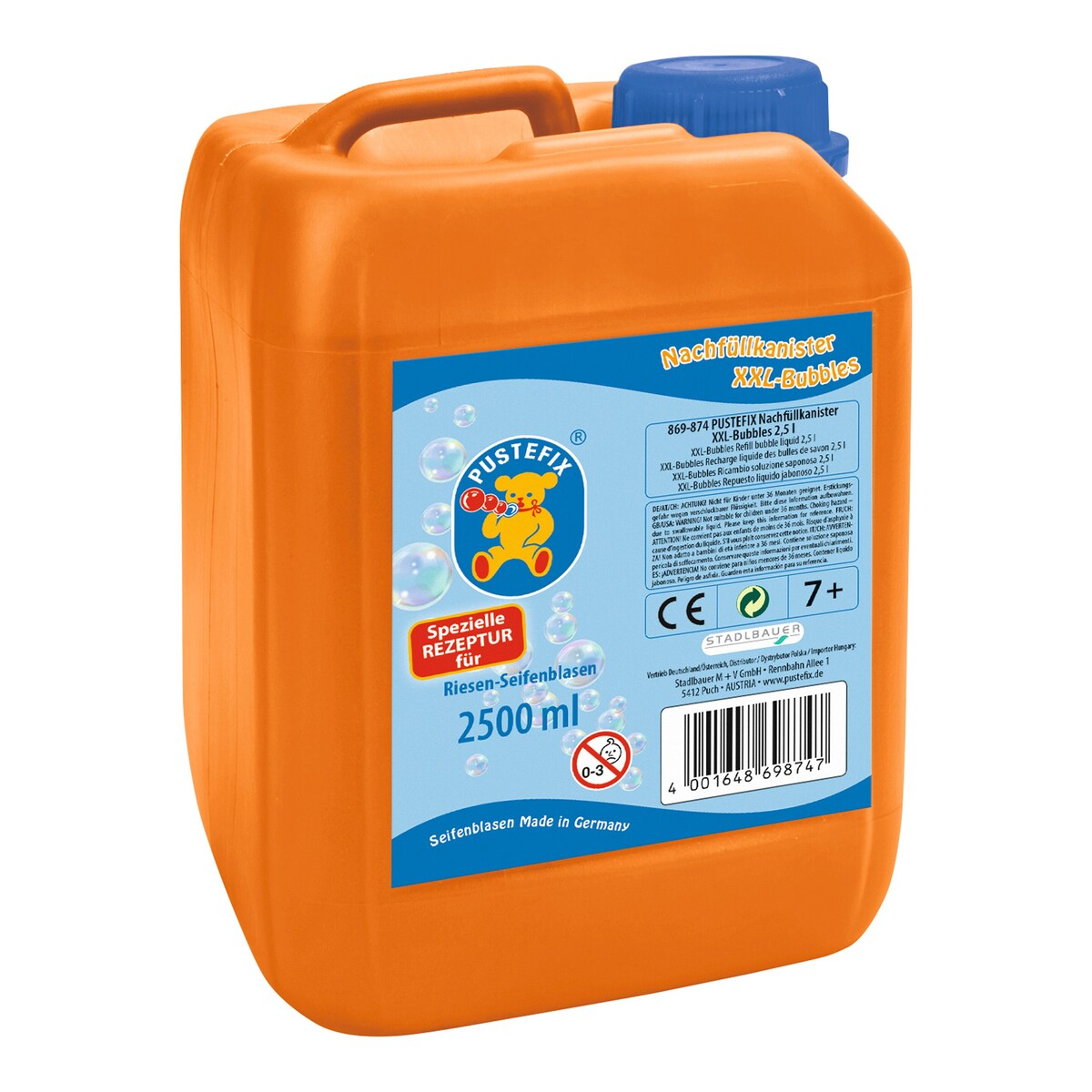 Såpeboble-refill XXL-Bubbles 2,5 liter fra 7 år fra Pustefix i plastkanne