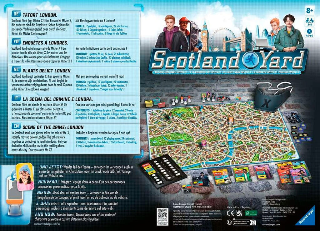Bakside av Scotland Yard brettspill eske