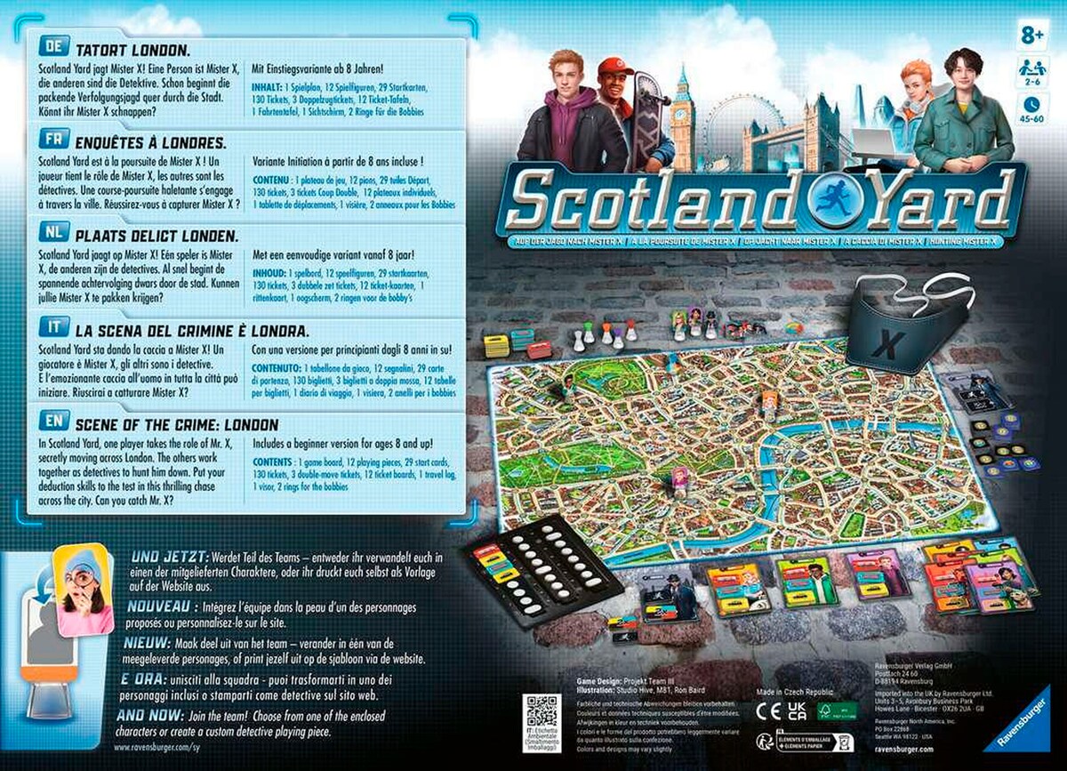 Bakside av Scotland Yard brettspill eske