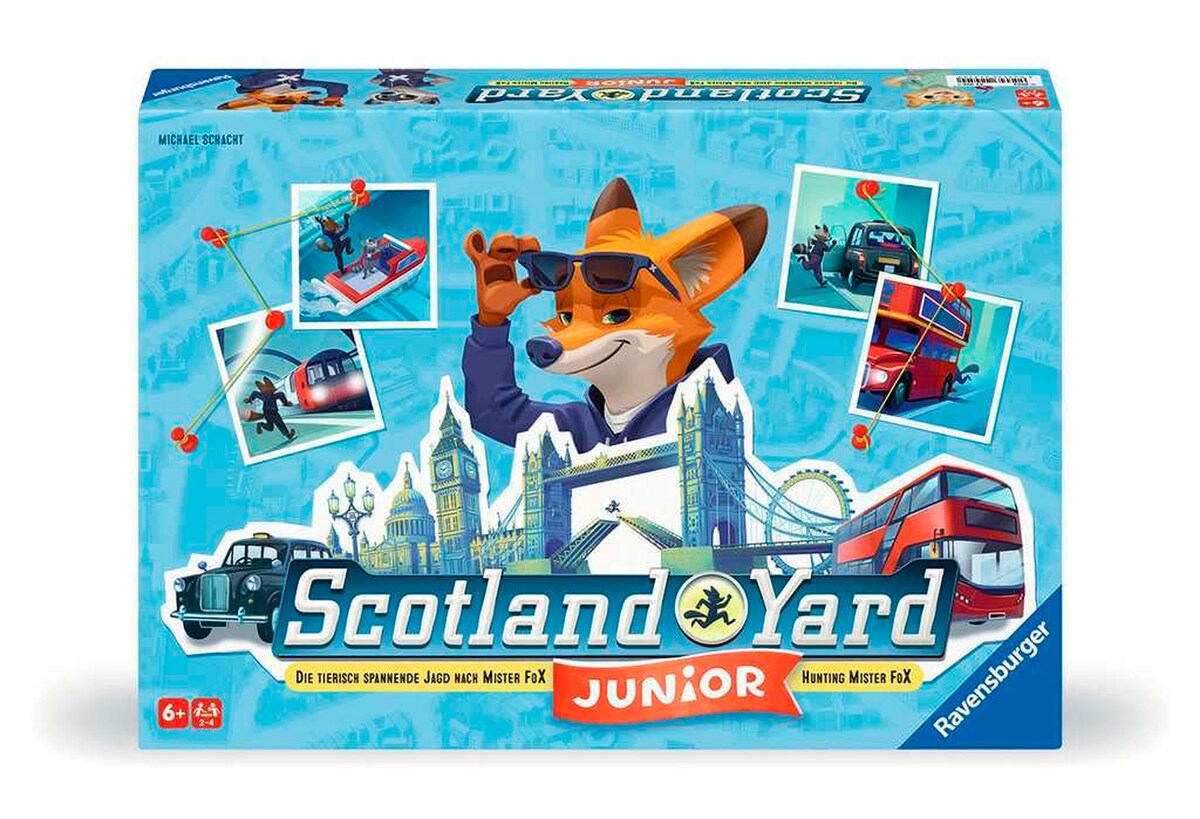 Scotland Yard Junior brettspill forfra med spillbrikker