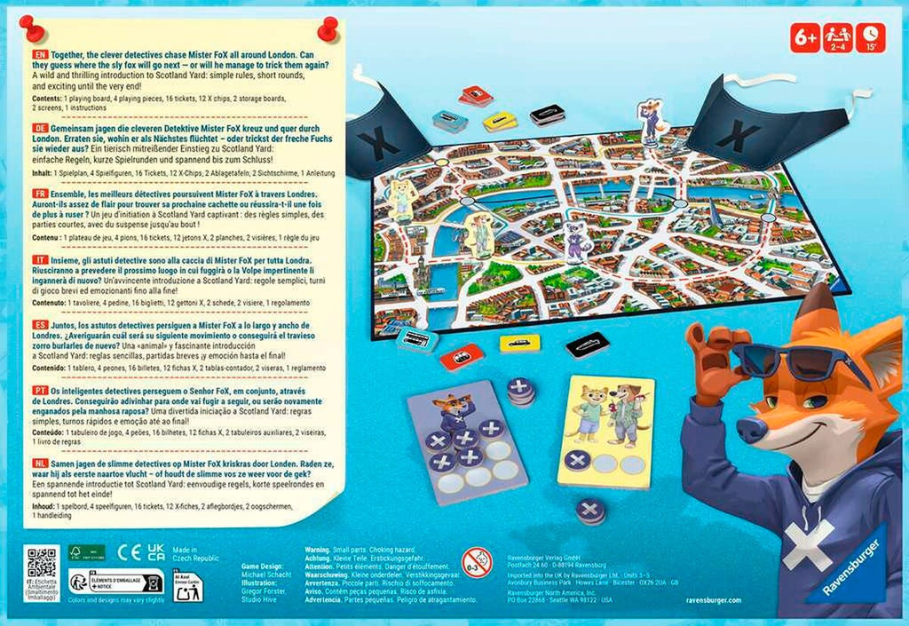 Bakside av Scotland Yard Junior brettspill eske