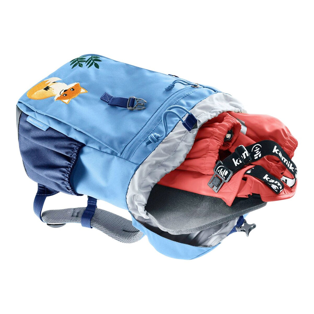 Sekkeryggsekk Waldfuchs 10 l med sittematte og regncover i wave-nightblue farge